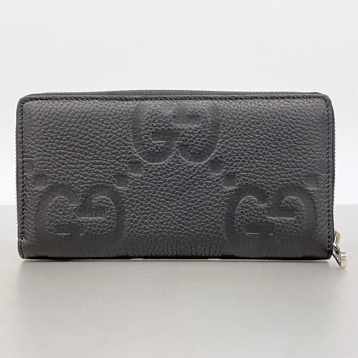 【6hb0293】グッチ 長財布 GGエンボス 739484 レザー ブラック シルバー金具【中古】メンズ