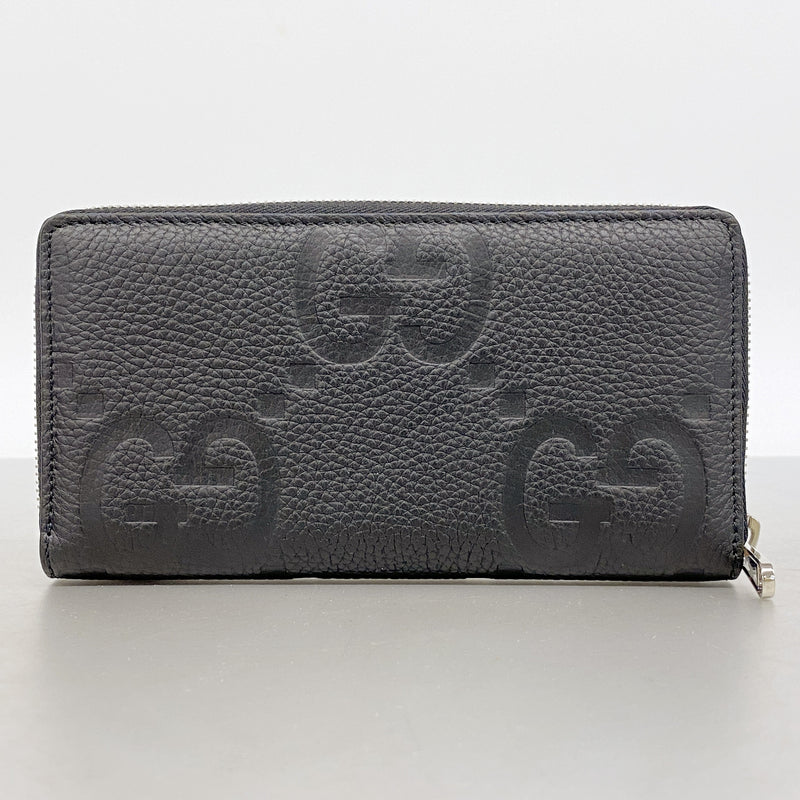 【6hb0293】グッチ 長財布 GGエンボス 739484 レザー ブラック シルバー金具【中古】メンズ