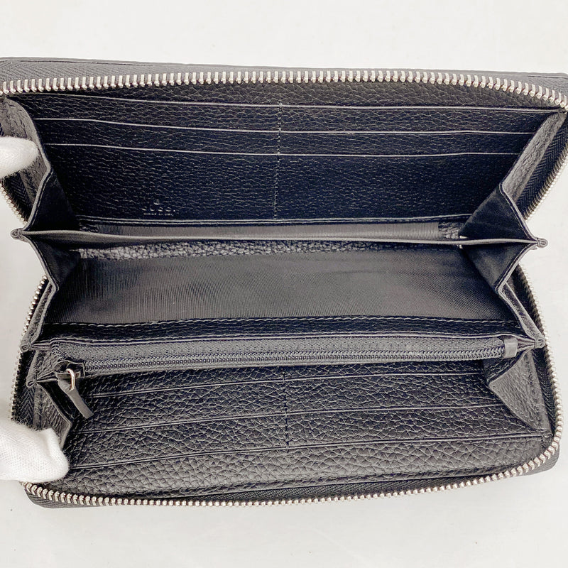 【6hb0293】グッチ 長財布 GGエンボス 739484 レザー ブラック シルバー金具【中古】メンズ