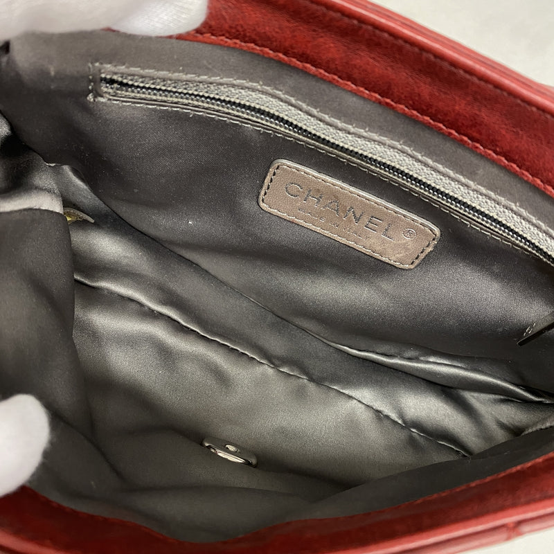 【6hb0301】シャネル ショルダーバッグ ミニマトラッセ Wチェーン ラムスキン レッド シルバー金具【中古】レディース