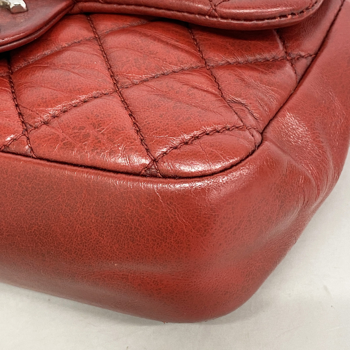 【6hb0301】シャネル ショルダーバッグ ミニマトラッセ Wチェーン ラムスキン レッド シルバー金具【中古】レディース