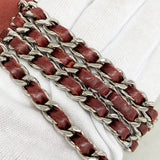 【6hb0301】シャネル ショルダーバッグ ミニマトラッセ Wチェーン ラムスキン レッド シルバー金具【中古】レディース