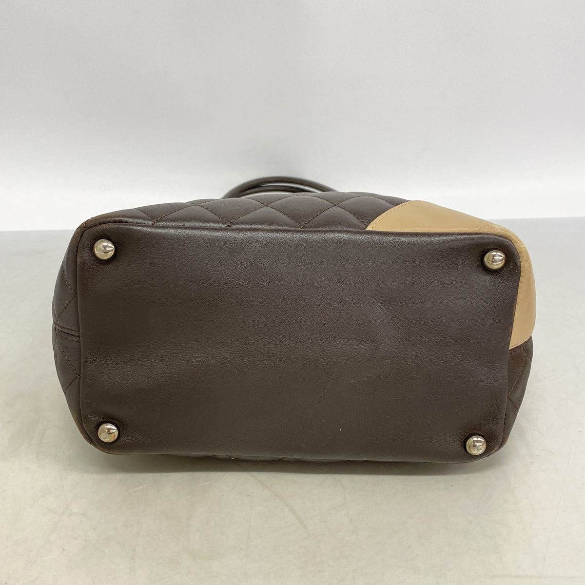 【6hb0302】シャネル トートバッグ カンボン ラムスキン ブラウン シルバー金具【中古】レディース