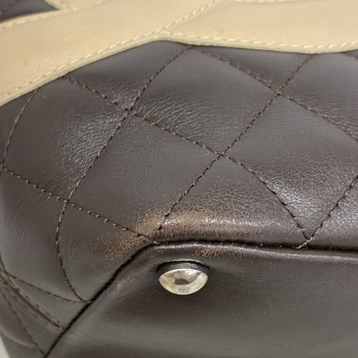 【6hb0302】シャネル トートバッグ カンボン ラムスキン ブラウン シルバー金具【中古】レディース