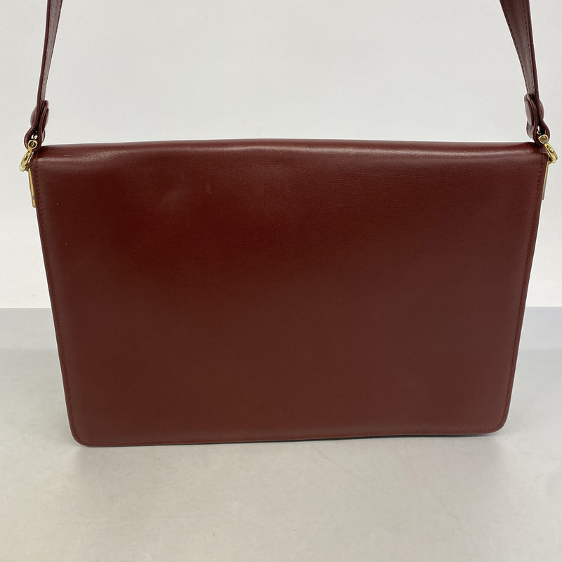 【6hb0312】カルティエ ショルダーバッグ マスト レザー ボルドー ゴールド金具【中古】レディース