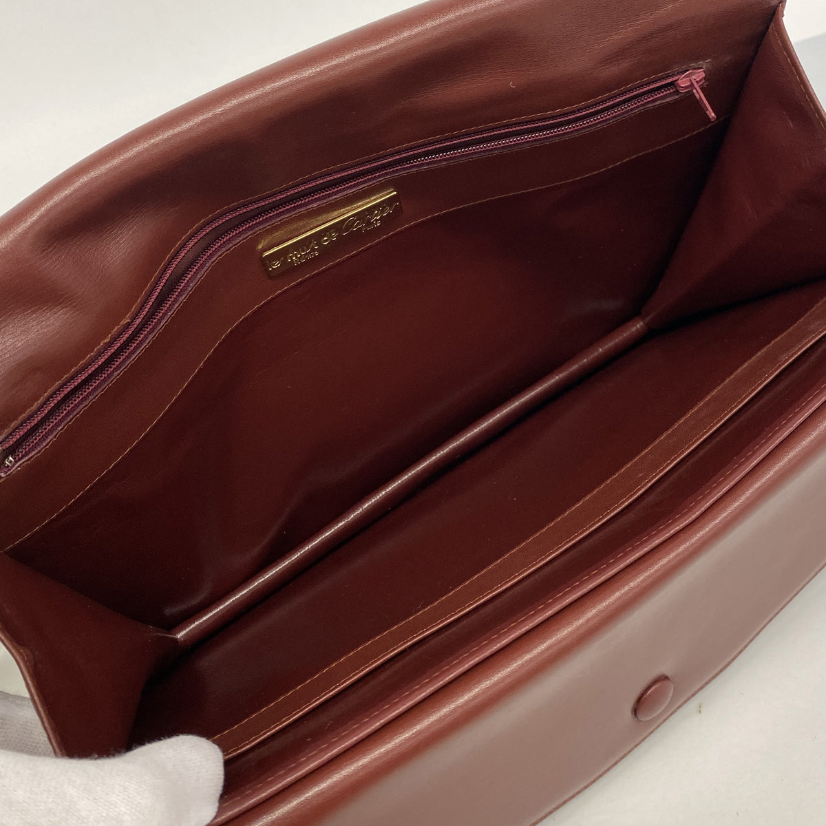 【6hb0312】カルティエ ショルダーバッグ マスト レザー ボルドー ゴールド金具【中古】レディース