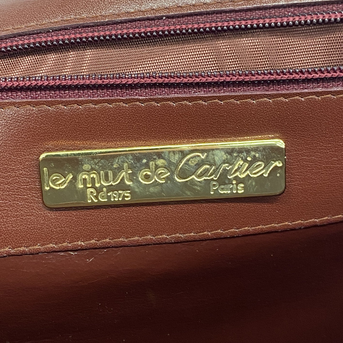 【6hb0312】カルティエ ショルダーバッグ マスト レザー ボルドー ゴールド金具【中古】レディース