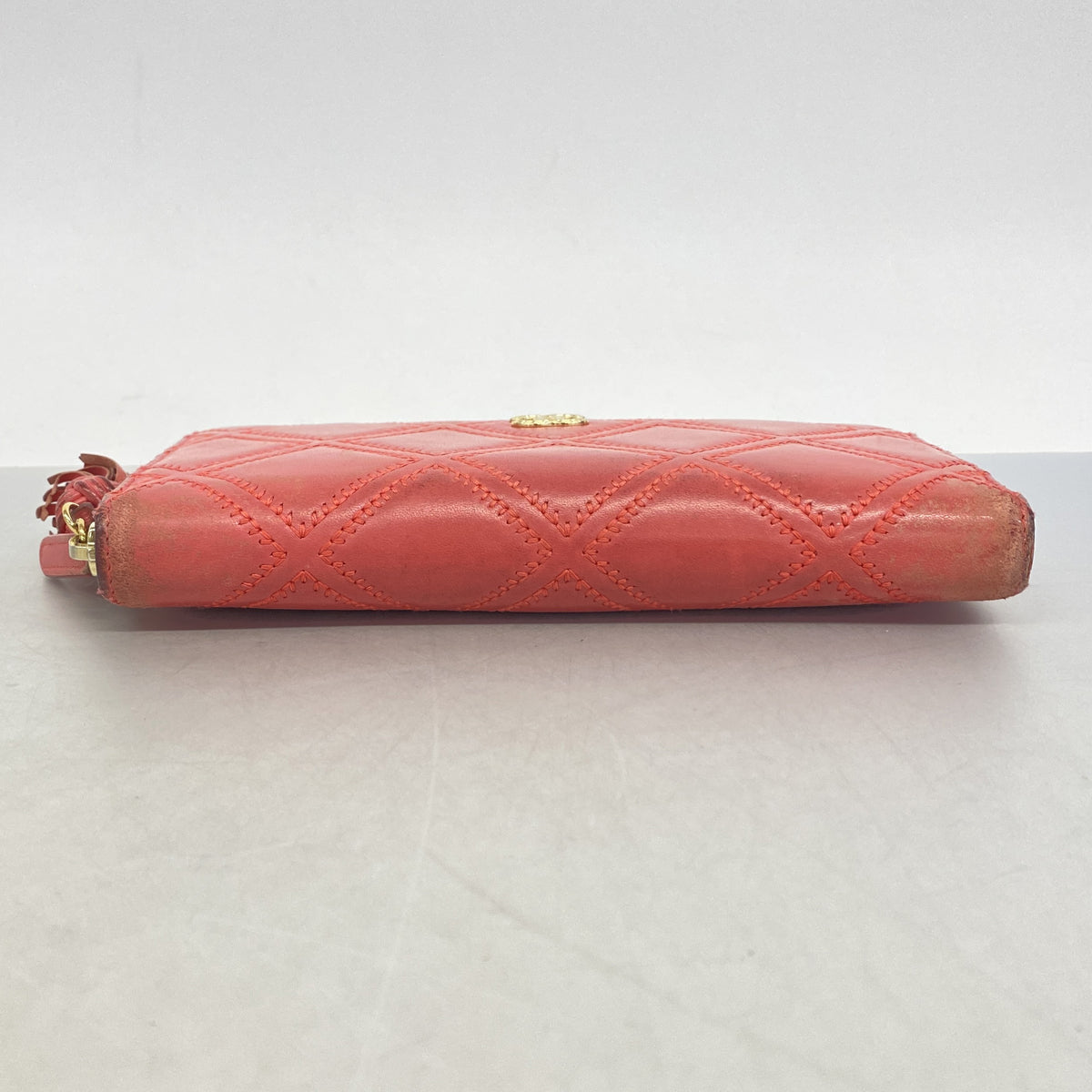 【6hb0313】シャネル 長財布 マトラッセ レザー ピンク ゴールド金具【中古】レディース