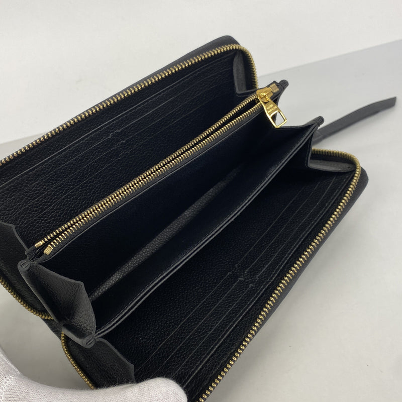 【6hb0319】ルイヴィトン 長財布 モノグラム・アンプラント バイカラー ジッピーウォレット M82338 ブラック ベージュ【中古】レディース