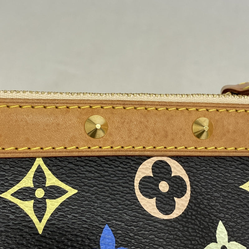 【6hb0329】ルイヴィトン ポーチ モノグラム・マルチカラー ポシェットアクセソワール M92648 ノワール【中古】レディース