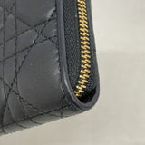【6hb0330】クリスチャンディオール 長財布 カナージュ レザー ブラック ゴールド金具【中古】レディース