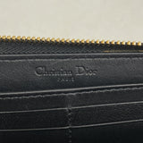 【6hb0330】クリスチャンディオール 長財布 カナージュ レザー ブラック ゴールド金具【中古】レディース