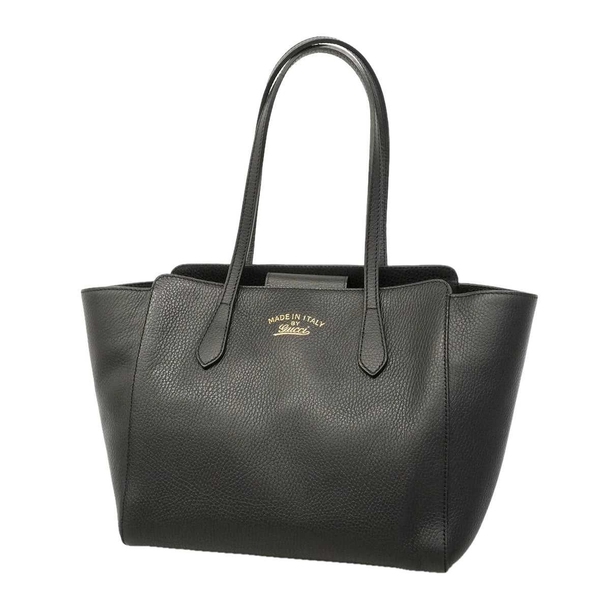 【6hb0332-k】グッチ トートバッグ スウィング 354408 レザー ブラック ゴールド金具【中古】レディース