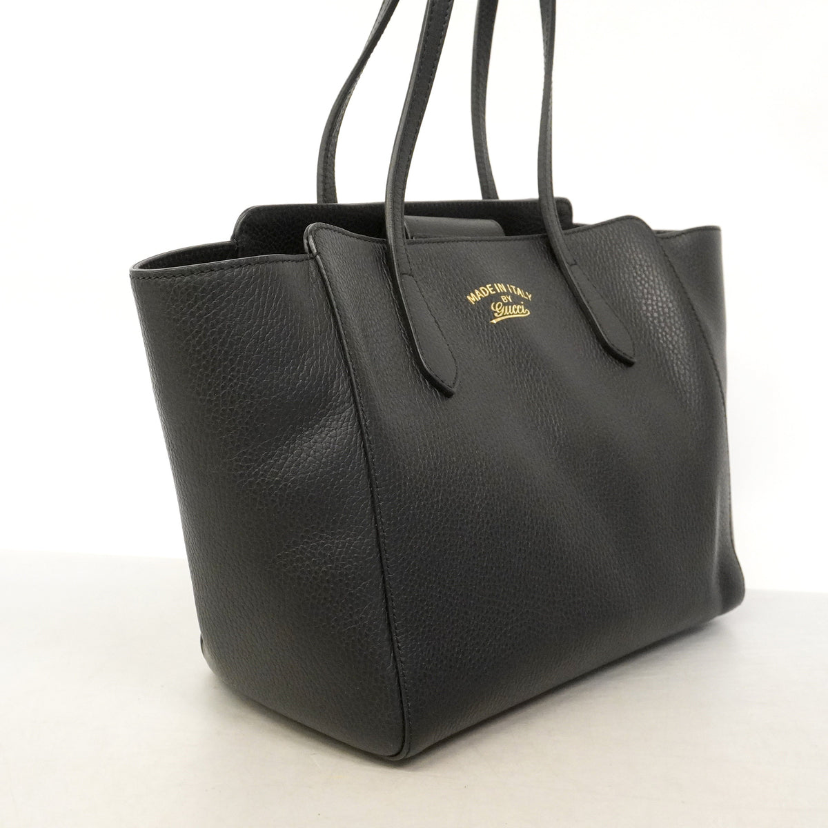 【6hb0332-k】グッチ トートバッグ スウィング 354408 レザー ブラック ゴールド金具【中古】レディース