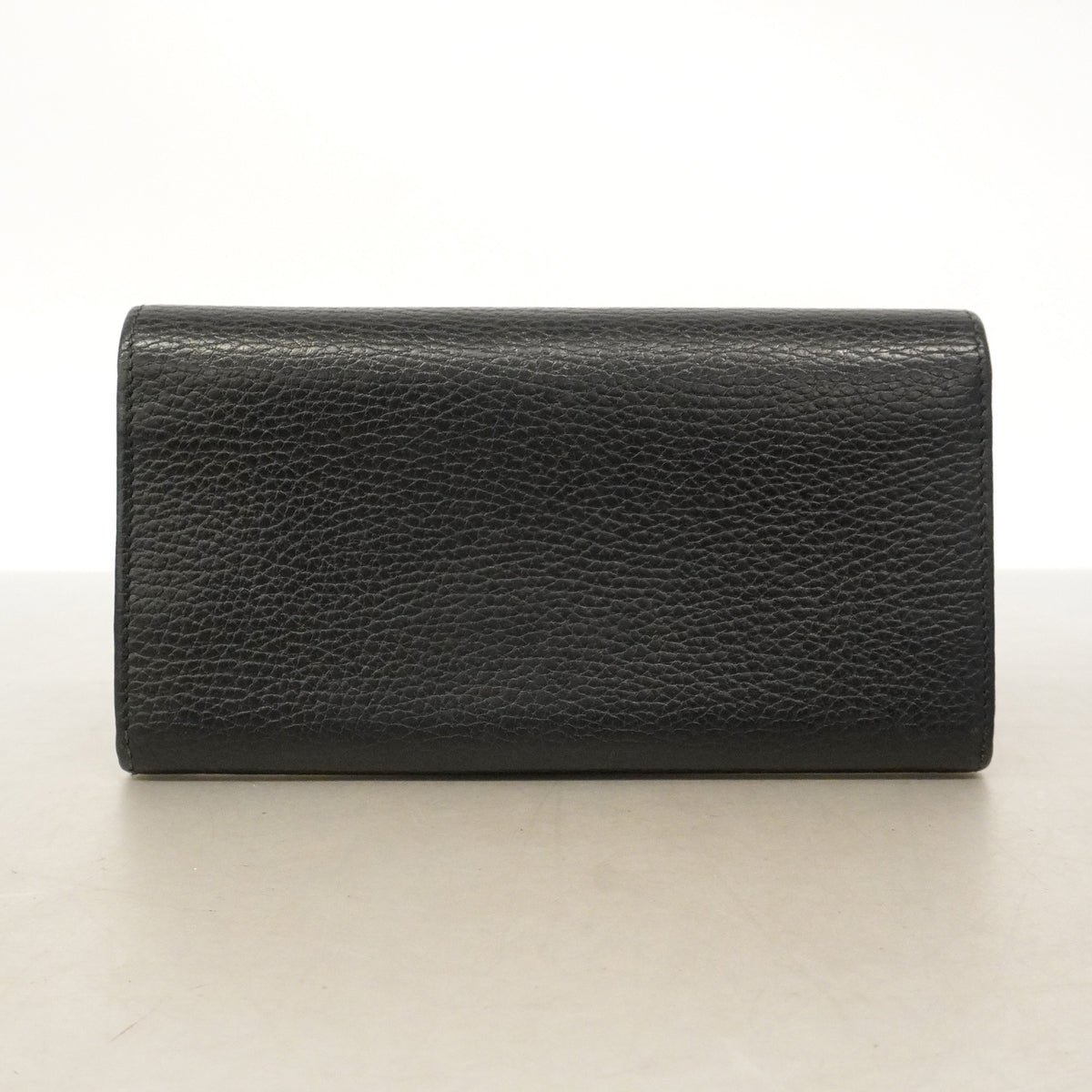【6hb0333-k】グッチ 長財布 GGマーモント 456116 レザー ブラック ゴールド金具【中古】メンズ