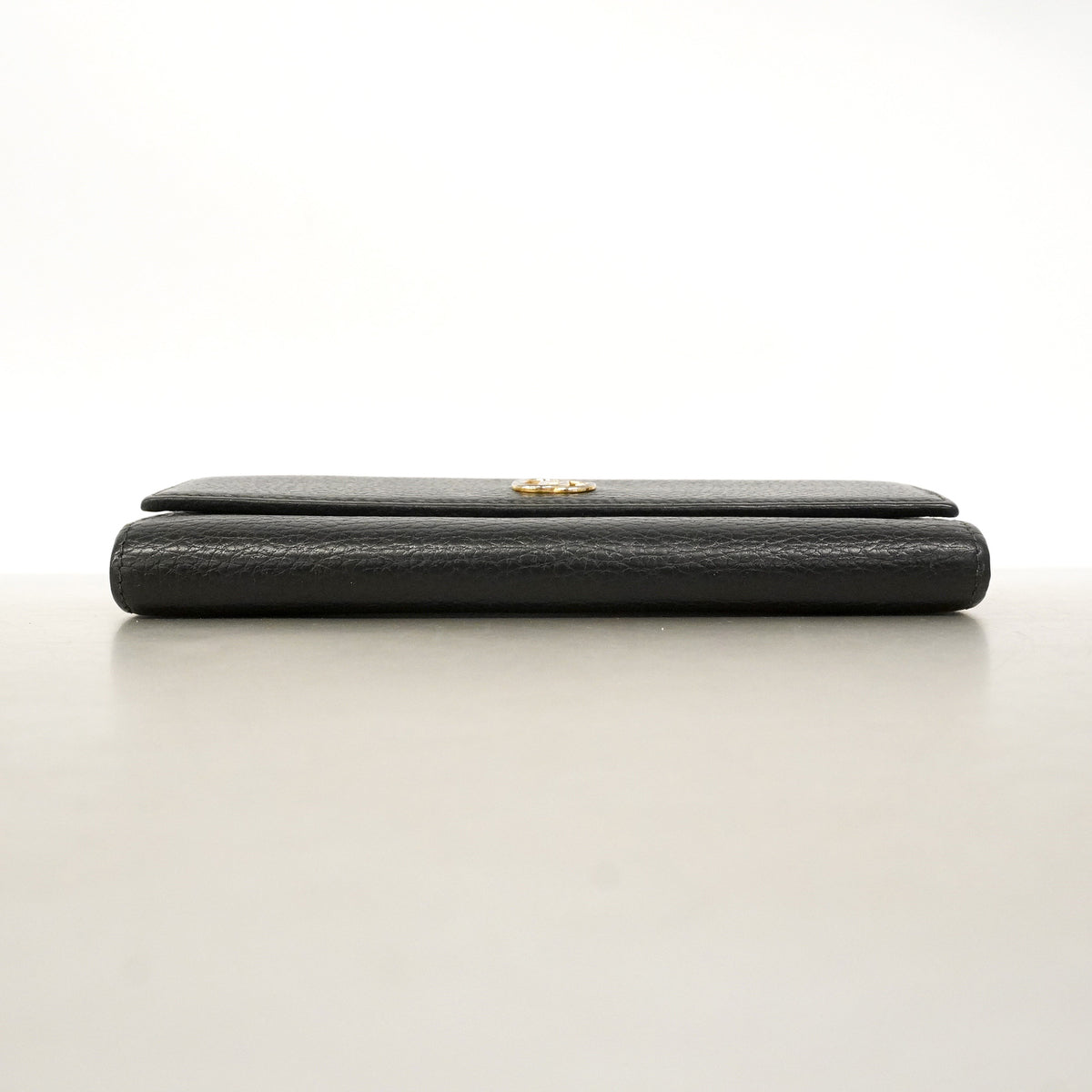 【6hb0333-k】グッチ 長財布 GGマーモント 456116 レザー ブラック ゴールド金具【中古】メンズ