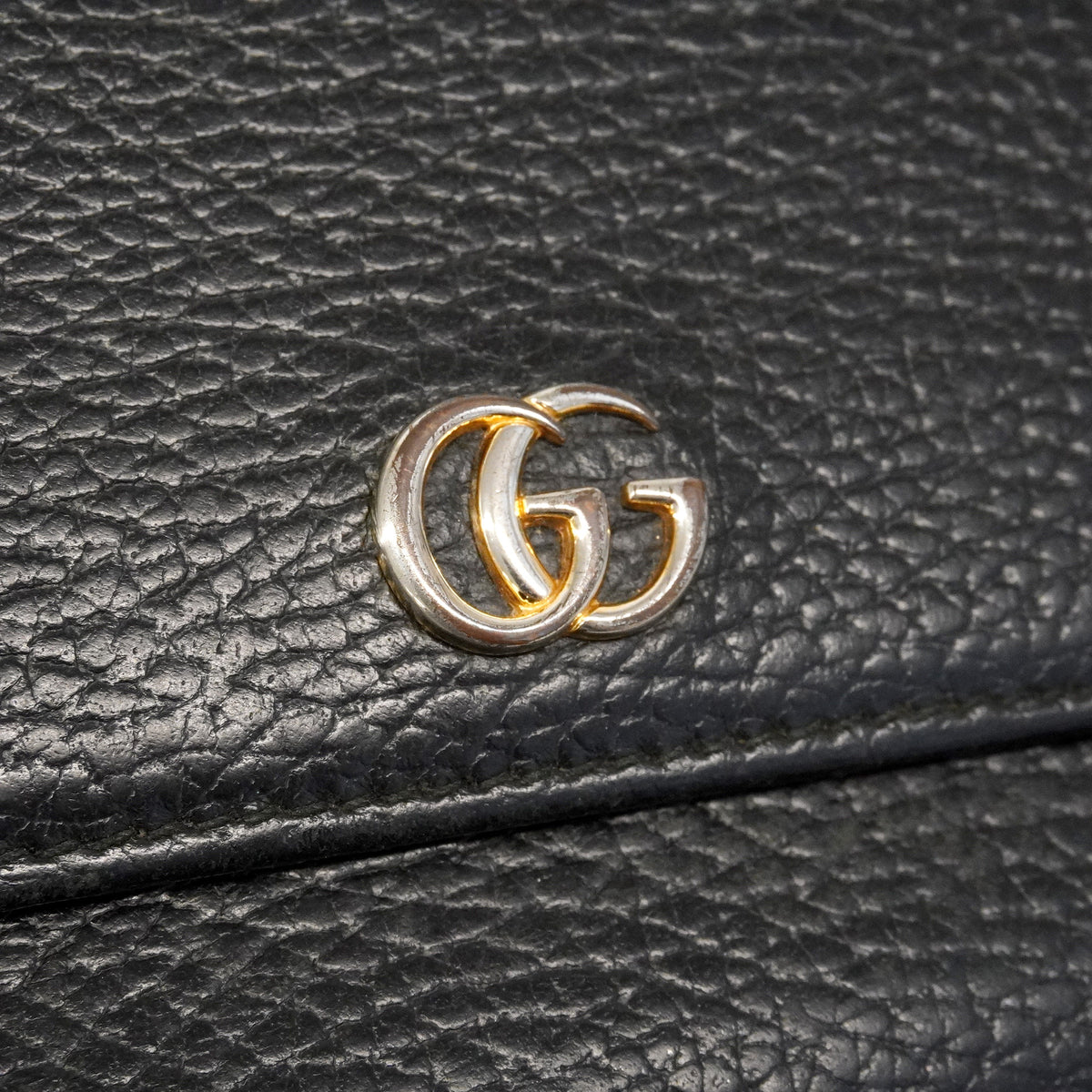 【6hb0333-k】グッチ 長財布 GGマーモント 456116 レザー ブラック ゴールド金具【中古】メンズ
