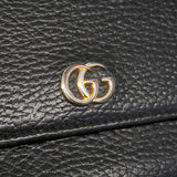【6hb0333-k】グッチ 長財布 GGマーモント 456116 レザー ブラック ゴールド金具【中古】メンズ