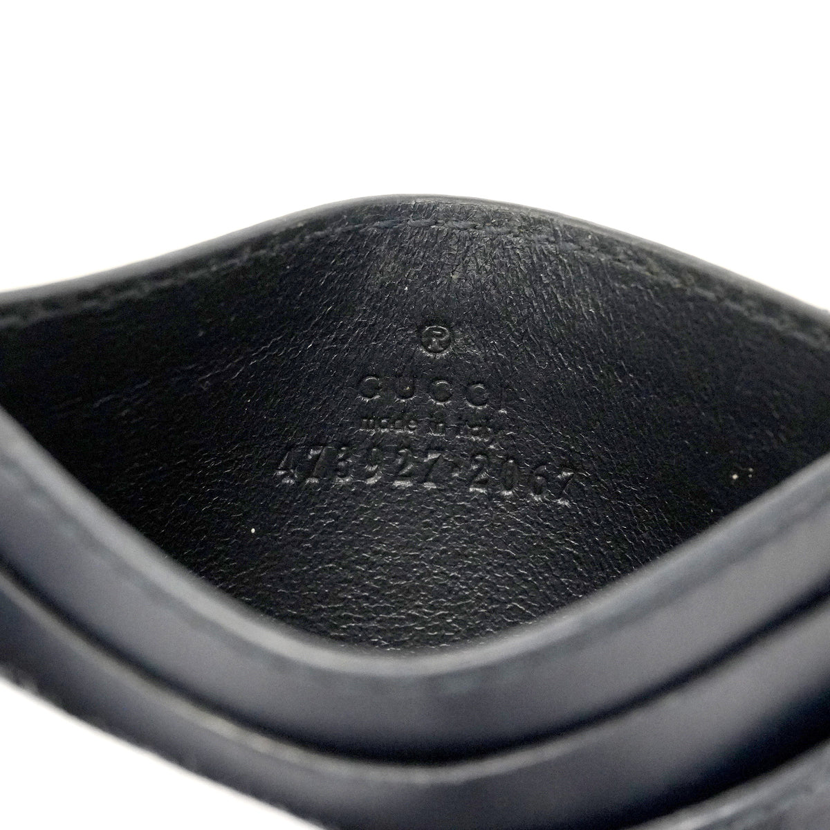 【6hb0334-k】グッチ カードケース グッチシマ 473927 レザー ブラック シルバー金具【中古】メンズ レディース ユニセックス