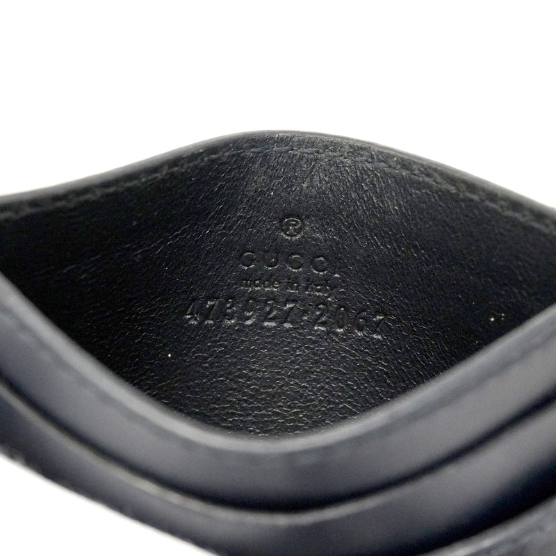 【6hb0334-k】グッチ カードケース グッチシマ 473927 レザー ブラック シルバー金具【中古】メンズ レディース ユニセックス