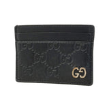 【6hb0334-k】グッチ カードケース グッチシマ 473927 レザー ブラック シルバー金具【中古】メンズ レディース ユニセックス