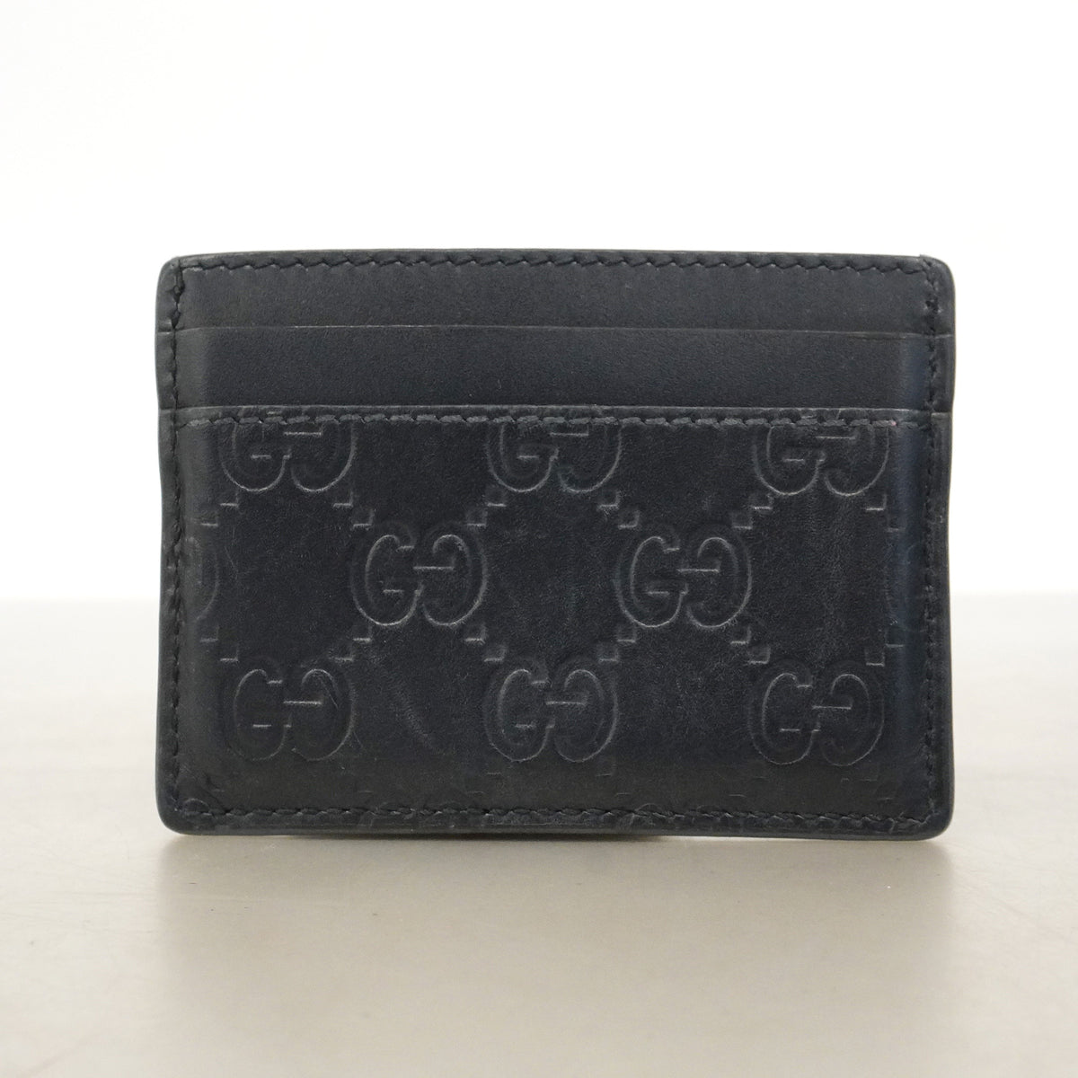 【6hb0334-k】グッチ カードケース グッチシマ 473927 レザー ブラック シルバー金具【中古】メンズ レディース ユニセックス