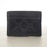 【6hb0334-k】グッチ カードケース グッチシマ 473927 レザー ブラック シルバー金具【中古】メンズ レディース ユニセックス