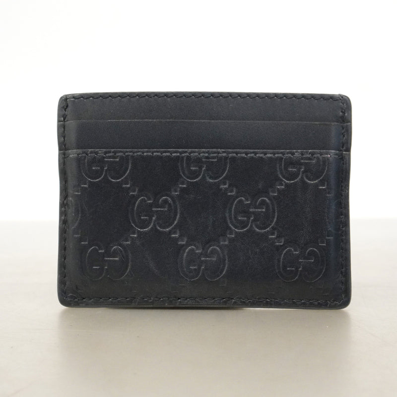 【6hb0334-k】グッチ カードケース グッチシマ 473927 レザー ブラック シルバー金具【中古】メンズ レディース ユニセックス