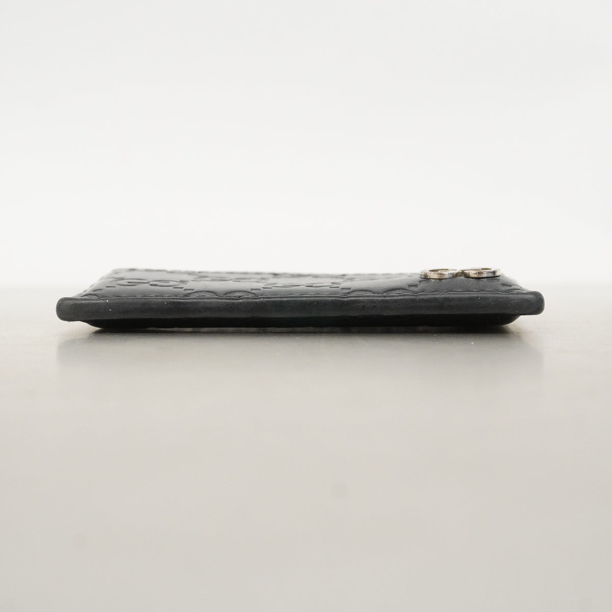 【6hb0334-k】グッチ カードケース グッチシマ 473927 レザー ブラック シルバー金具【中古】メンズ レディース ユニセックス