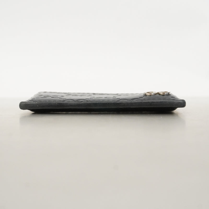 【6hb0334-k】グッチ カードケース グッチシマ 473927 レザー ブラック シルバー金具【中古】メンズ レディース ユニセックス