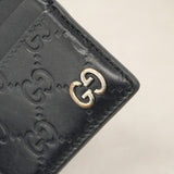 【6hb0334-k】グッチ カードケース グッチシマ 473927 レザー ブラック シルバー金具【中古】メンズ レディース ユニセックス