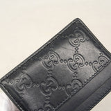 【6hb0334-k】グッチ カードケース グッチシマ 473927 レザー ブラック シルバー金具【中古】メンズ レディース ユニセックス