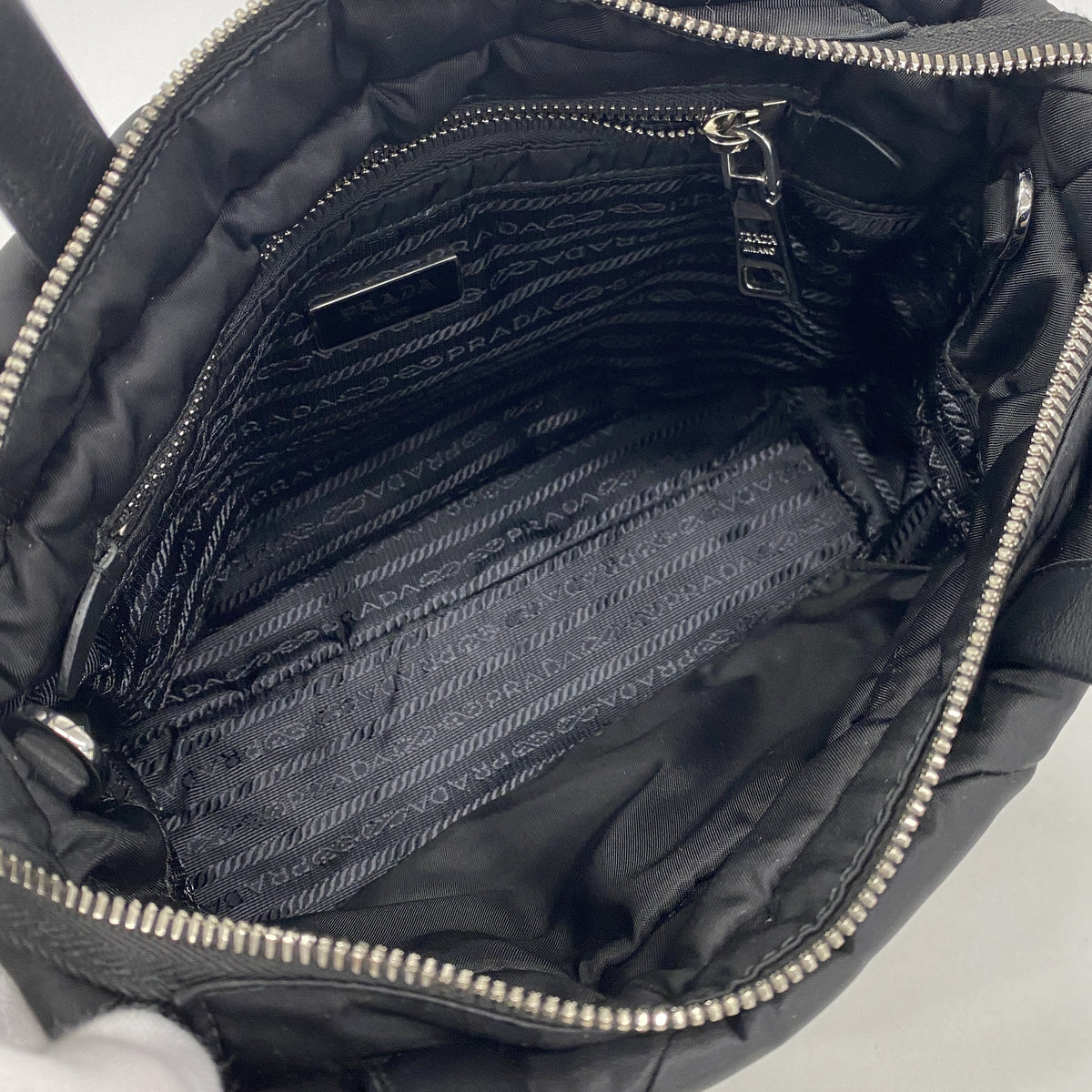 【6hb0345-k】プラダ ハンドバッグ テスート パデット ナイロン ブラック シルバー金具 2wayバッグ【中古】レディース