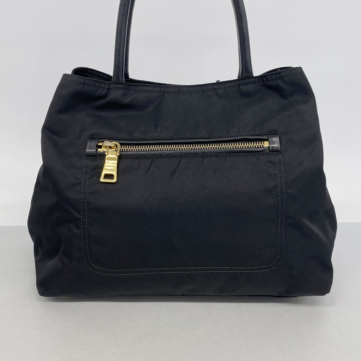 【6hb0346-k】プラダ ハンドバッグ テスート ナイロン ブラック ゴールド金具【中古】レディース