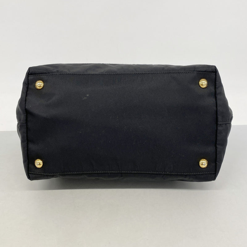【6hb0346-k】プラダ ハンドバッグ テスート ナイロン ブラック ゴールド金具【中古】レディース