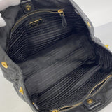 【6hb0346-k】プラダ ハンドバッグ テスート ナイロン ブラック ゴールド金具【中古】レディース