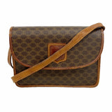 【6hb0347-k】セリーヌ ショルダーバッグ マカダム PVC ブラウン ゴールド金具【中古】レディース