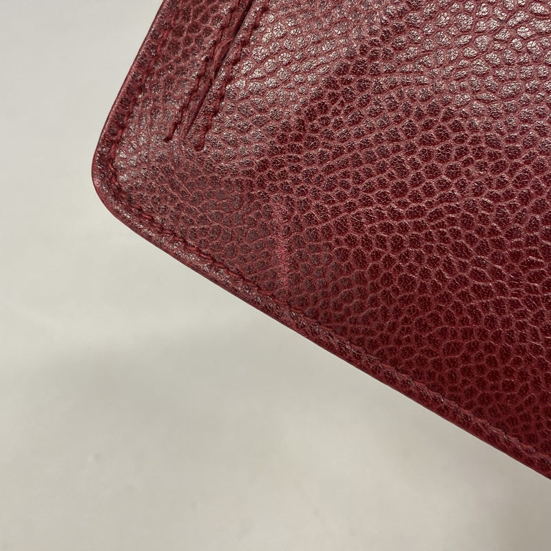 【6hb0351-k】シャネル ショルダーウォレット チェーンショルダー キャビアスキン ボルドー ゴールド金具【中古】レディース