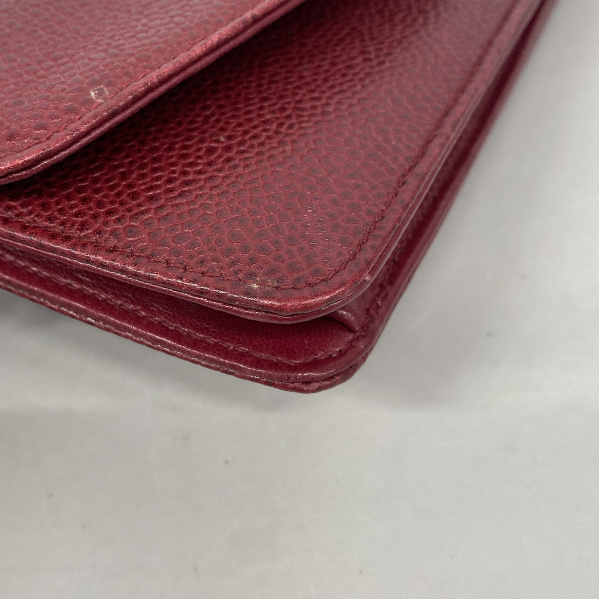 【6hb0351-k】シャネル ショルダーウォレット チェーンショルダー キャビアスキン ボルドー ゴールド金具【中古】レディース