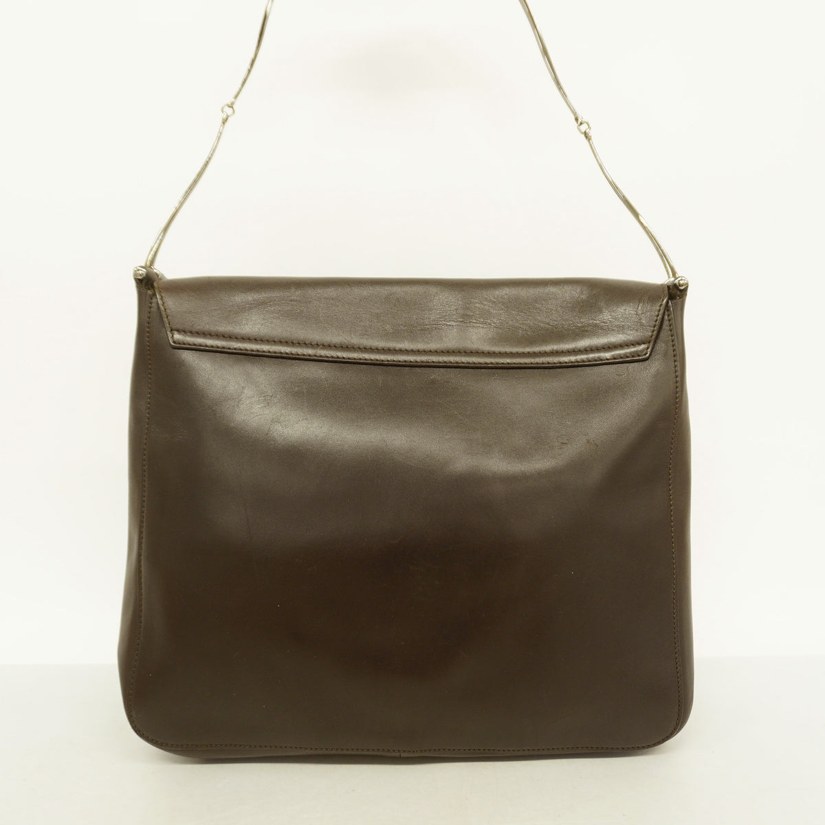【6hb0355-k】グッチ ハンドバッグ ホースビット 001 3180 レザー ダークブラウン シルバー金具【中古】レディース