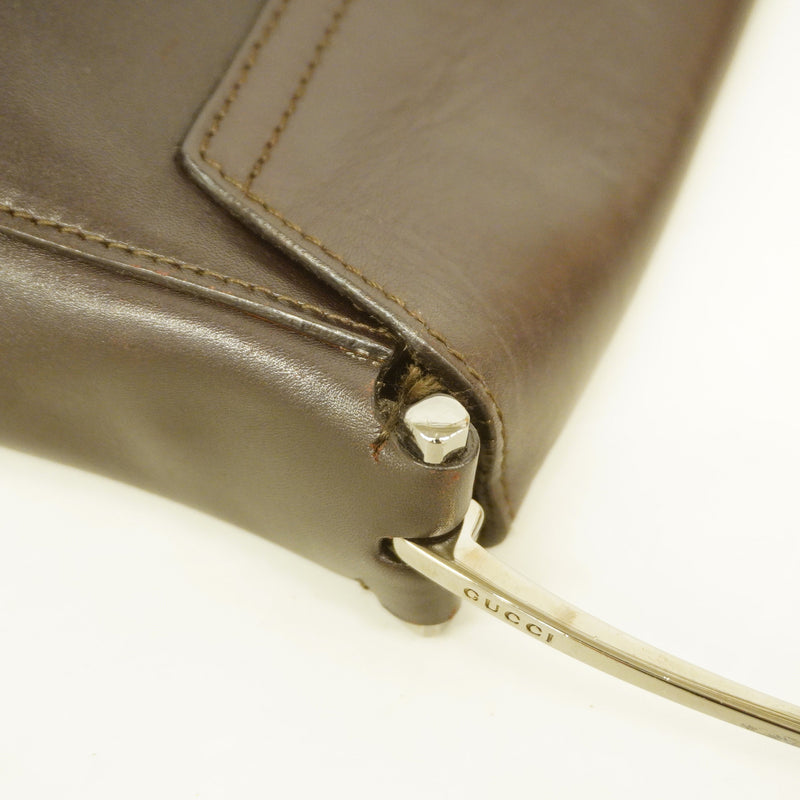 【6hb0355-k】グッチ ハンドバッグ ホースビット 001 3180 レザー ダークブラウン シルバー金具【中古】レディース