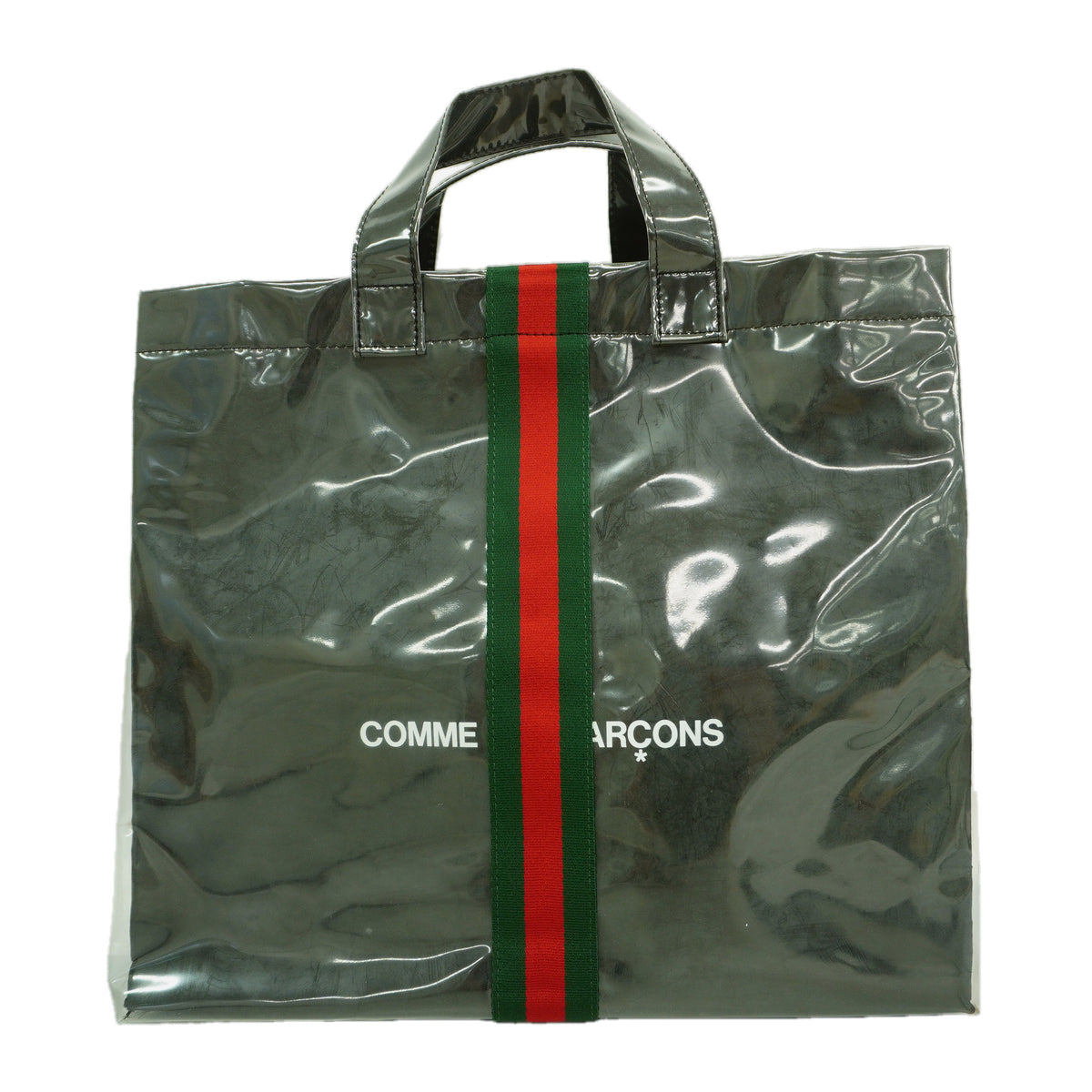 【6hb0358-k】グッチ トートバッグ シェリーライン PVC ブラック【中古】メンズ