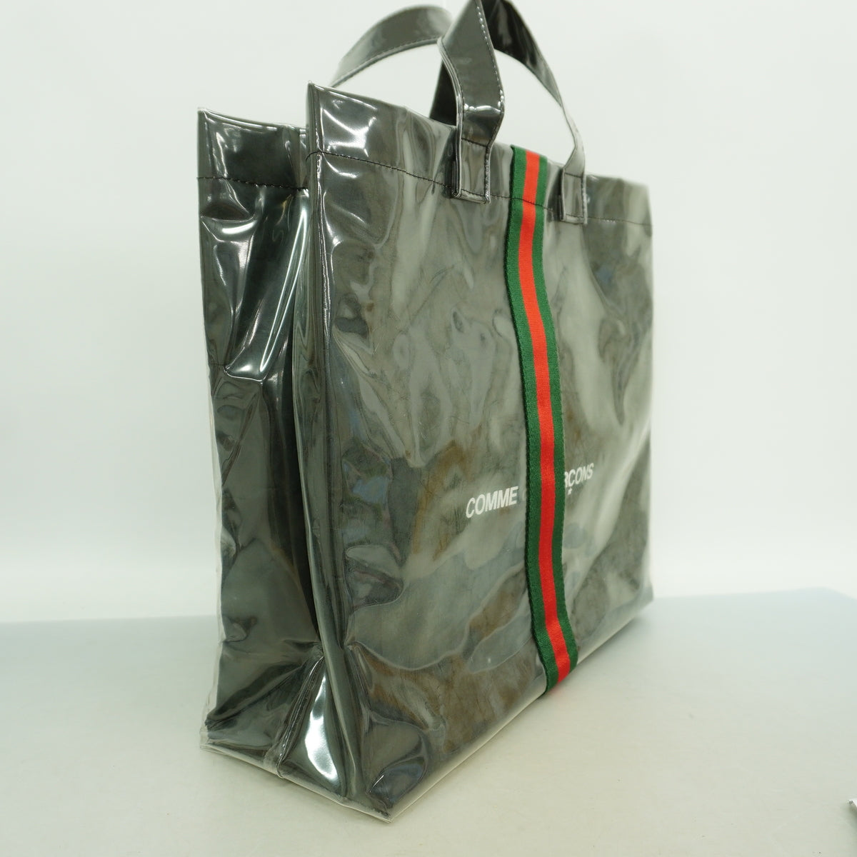 【6hb0358-k】グッチ トートバッグ シェリーライン PVC ブラック【中古】メンズ