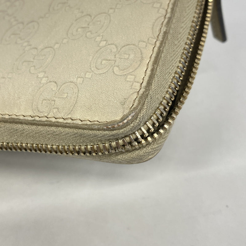 【6hb0367-k】グッチ 長財布 グッチシマ 112724 レザー ベージュ ゴールド金具【中古】レディース