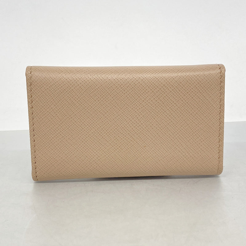 【6hb0368-k】プラダ キーケース サフィアーノ レザー ベージュ ゴールド金具【中古】レディース