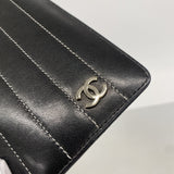 【6hb0372-k】シャネル 長財布 マドモアゼル ラムスキン ブラック シルバー金具【中古】レディース