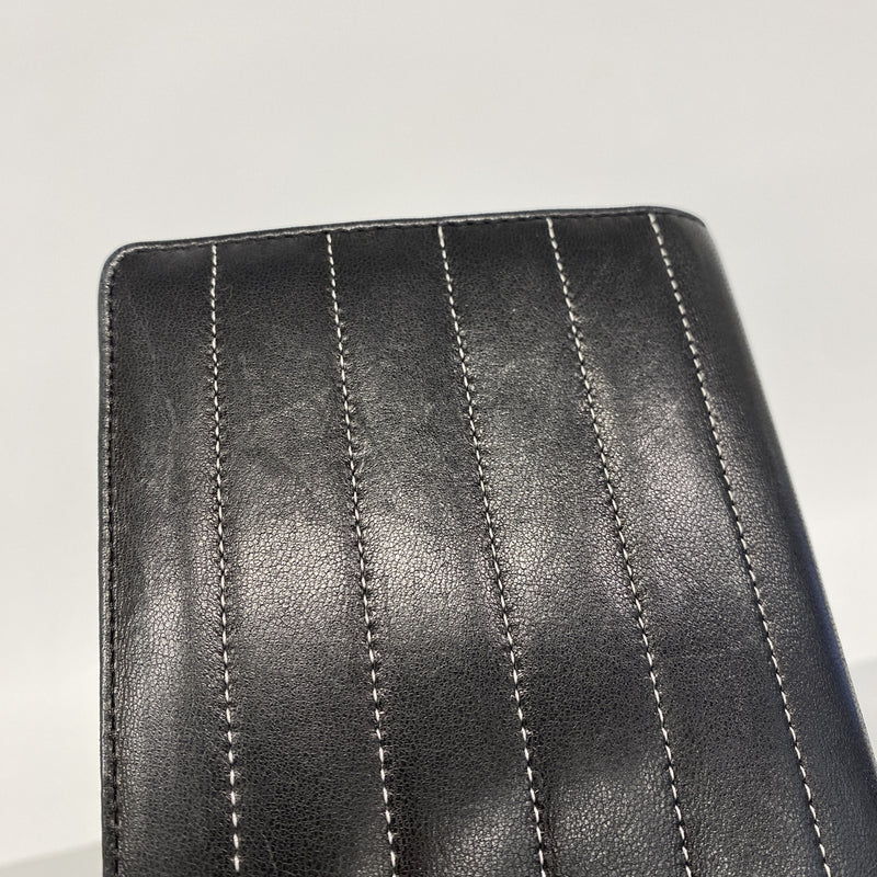 【6hb0372-k】シャネル 長財布 マドモアゼル ラムスキン ブラック シルバー金具【中古】レディース