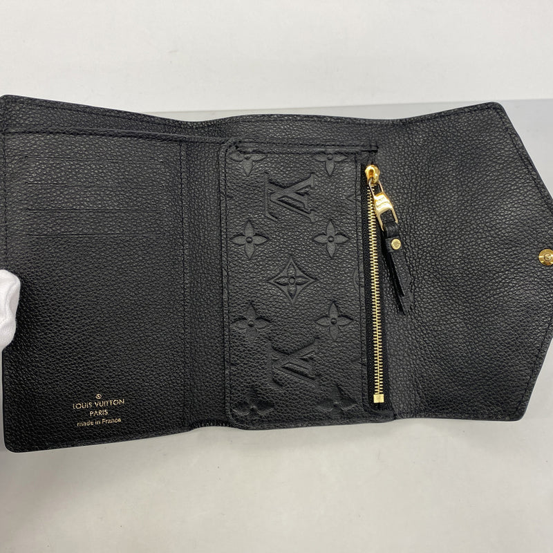 【6hb0377-k】ルイヴィトン 三つ折り財布 モノグラム・アンプラント ポルトフォイユキュリユーズコンパクト M60568 ノワール【中古】レディース