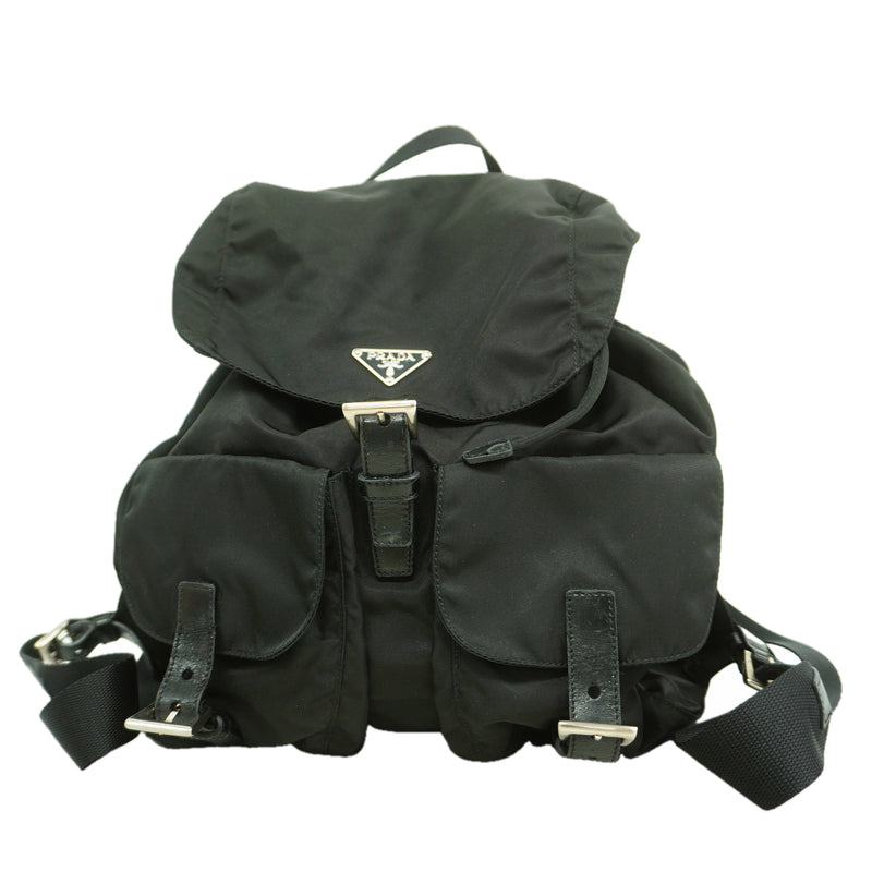 【6hb0379-k】プラダ リュック・デイパック ナイロン ブラック シルバー金具【中古】メンズ レディース ユニセックス