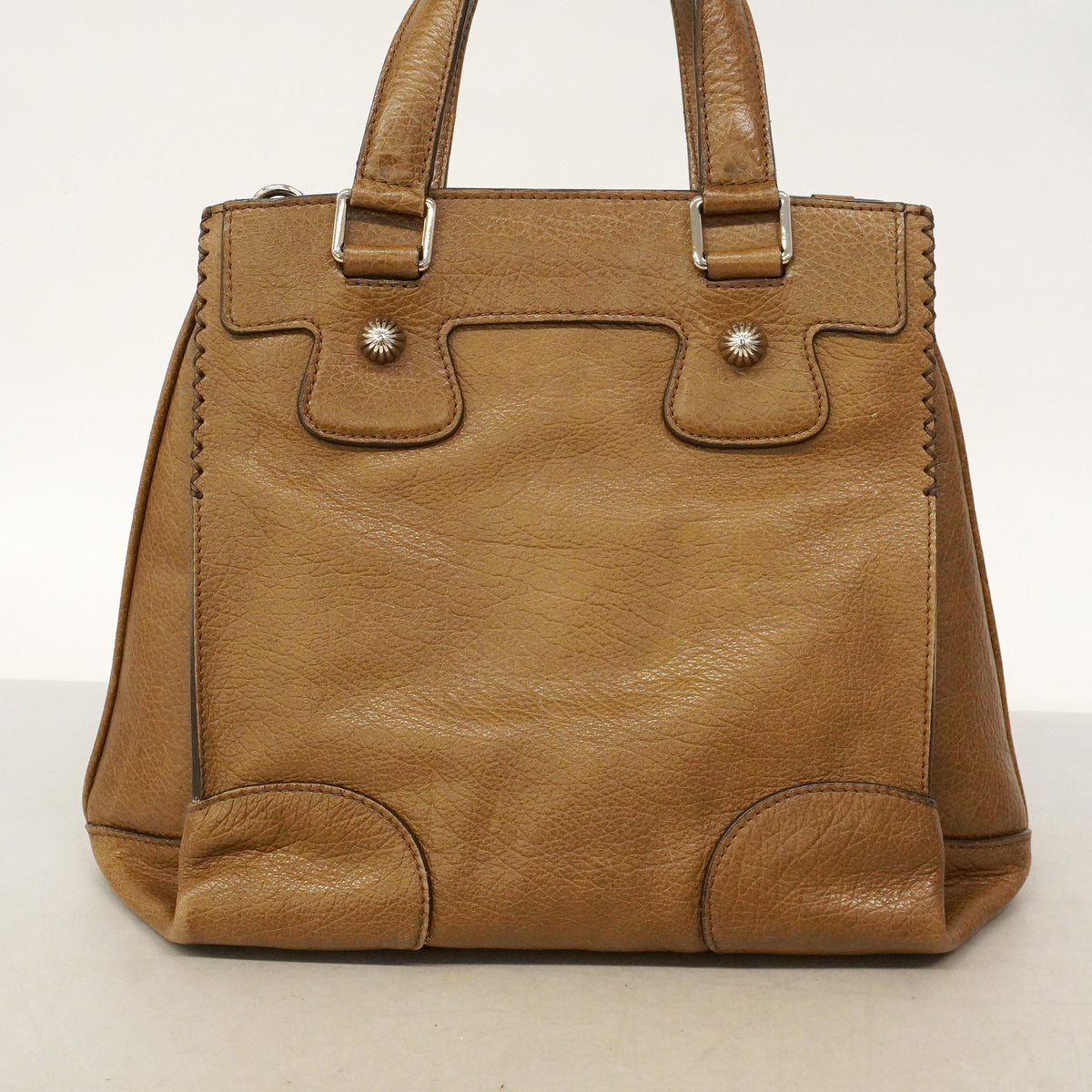 【6hb0388】セリーヌ ハンドバッグ レザー ブラウン シルバー金具【中古】レディース
